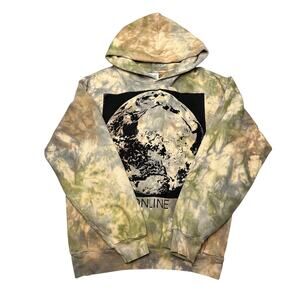 Online Ceramics Earth Moon Logo Hoodie Men's Medium Tie Dyed Stonewashed